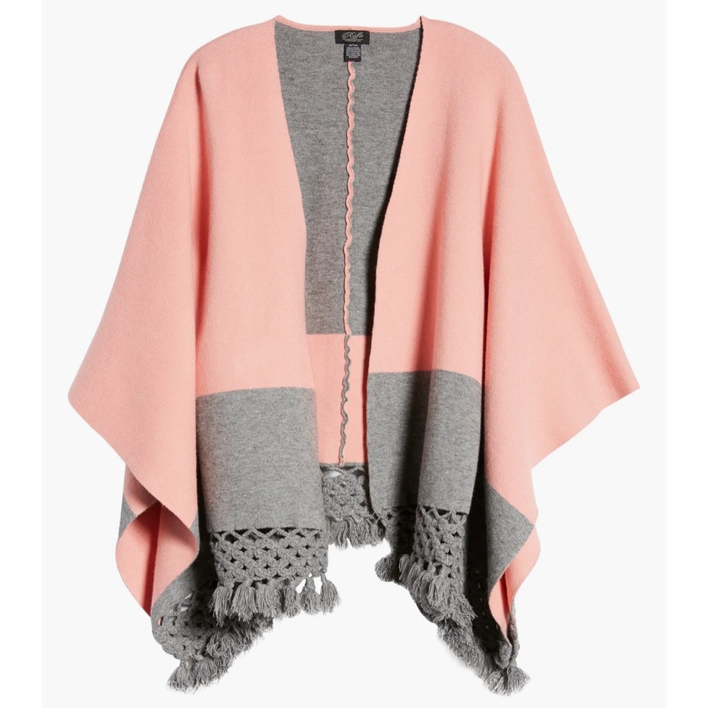 Roffe Color Block Fringe Ruana - Picture 2 of 13